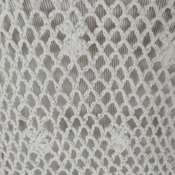 Kut from the Kloth White Loose Knit Sweater Size L Cotton Crochet Starfish Hem - Picture 8 of 11